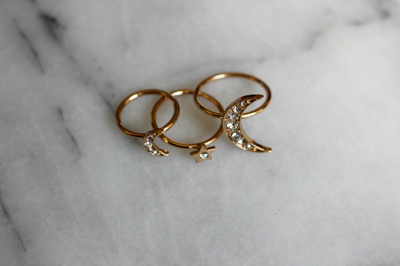 Topshop Moon and Star Ring Set